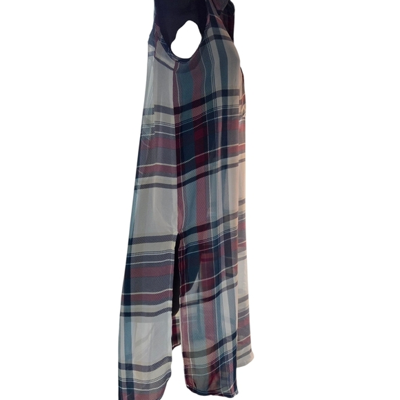 Jolt Juniors Sleeveless Plaid And Lace Lightweight Button-Up Tunic Size S - Picture 4 of 7